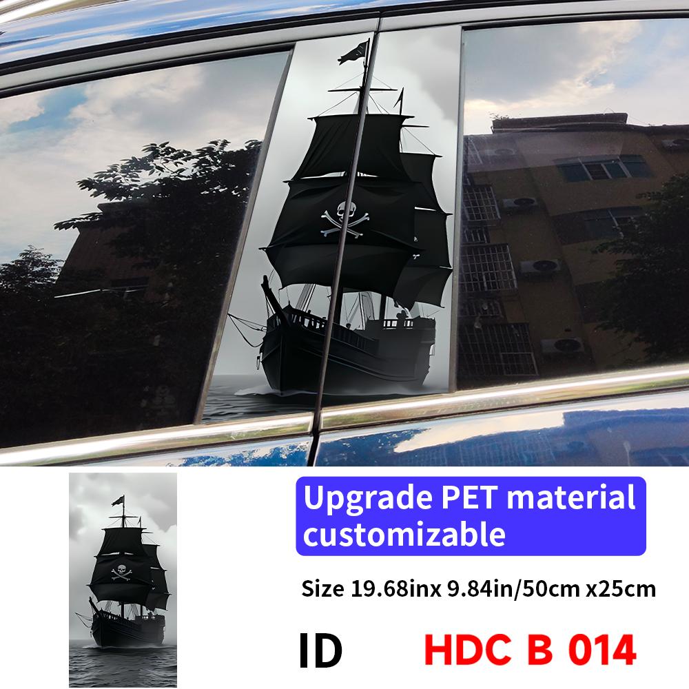 Pirate Ship Caribbean Car Sticker Car B-pillar Vinyl Decal Waterproof Auto Center Pillar Sticker Cover Scratches Decor Accessory