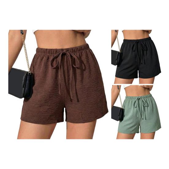 Shorts for Women Summer Casual Waisted Lounge Shorts Elastic High Wide Leg Drawstring Beach Vacation Outfits