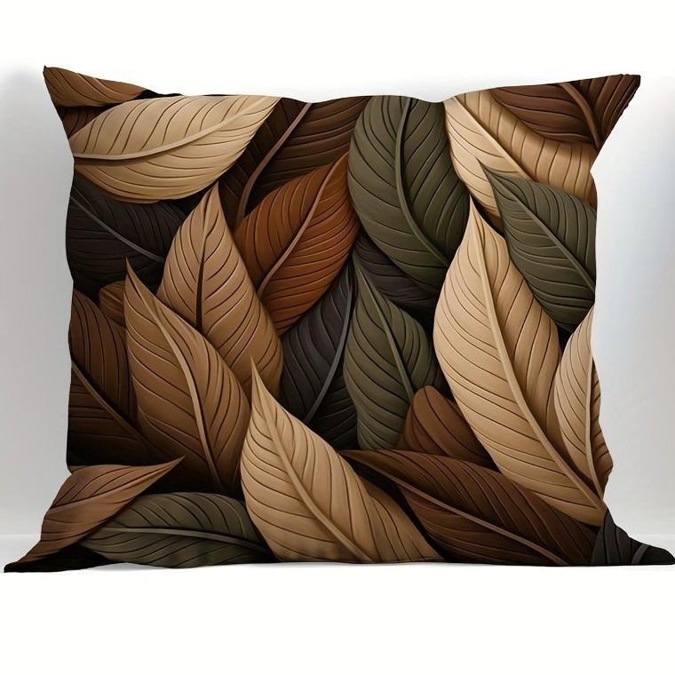 New Imitation Engraved Brown Leaf Relief Pillowcase Home Living Room Sofa Cushion Pillowcase