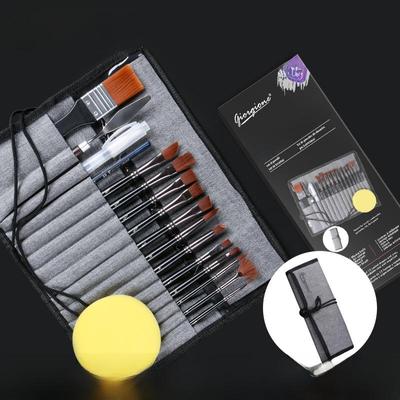 Giorgione 18-Piece Multipurpose Nylon Brush Set for Watercolor, Acrylic, and Canvas Painting with Storage Bag