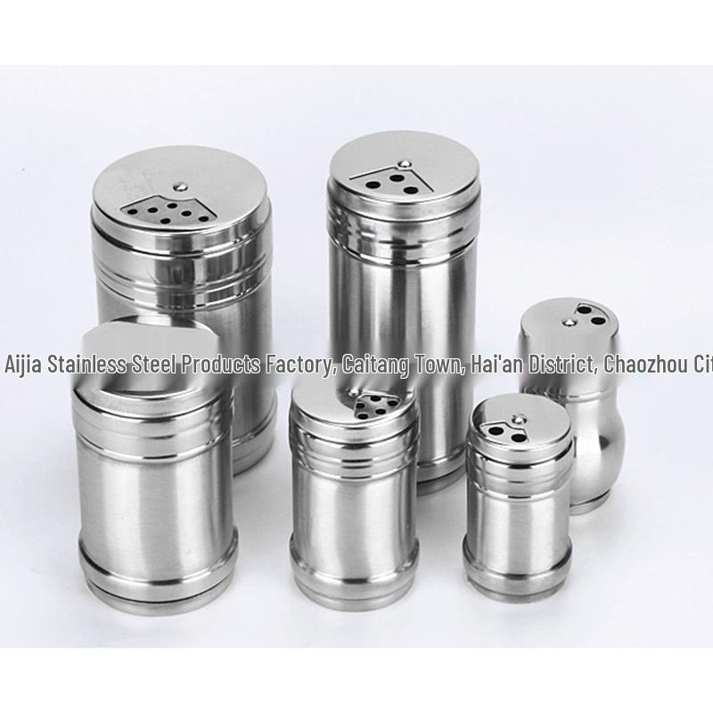 Non-Magnetic Stainless Steel Kitchen Shaker: Salt, Pepper, Cumin, BBQ Seasoning, Toothpick Holder