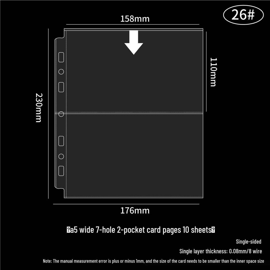 Transparent Card Album Inner Pages for A4/A5/A6/A7 Binders - Nine & Four Pocket Star Fandom Card Storage Refills