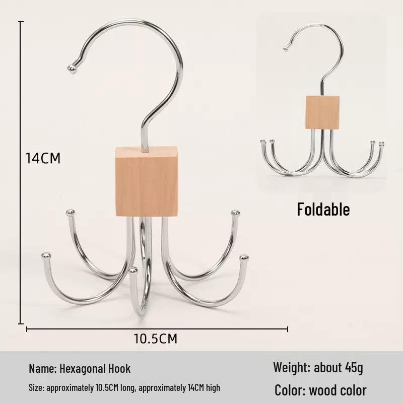 Rotatable Six-Claw Hook Hanger for Hats, Coats, Bags, Scarves, and Belts