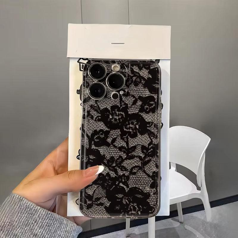 

Black Lace Transparent Phone Case For Samsung Galaxy S26 S24 S25 S23 Ultra S22 S21 S20 Plus FE A50 A71 A72 A73 Soft Cover Galaxy A50