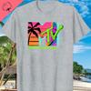 MTV Beach Island Logo Retro Grafik Baumwoll T-Shirt M-T-V Sonnenuntergang Palme Print Top Unisex Grafik T-Shirts