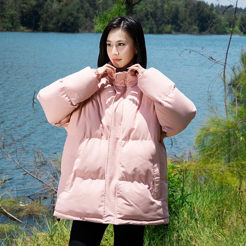 Casual Cotton Clothes Autumn and Winter New Fashion Hong Kong Style Loose Plus Size Versatile Fashion Solid Color Jacket Trendy Padded Clothes