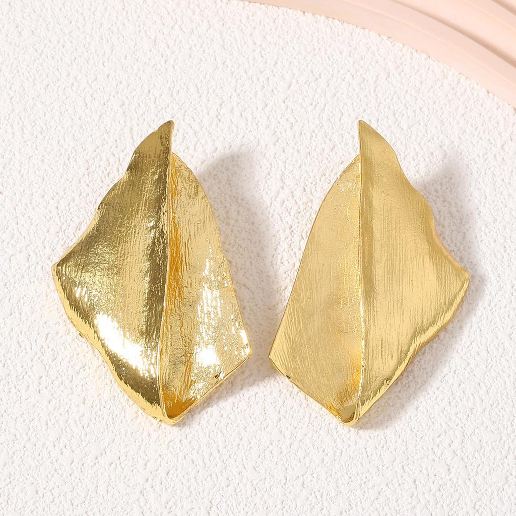 New Vintage medieval temperament geometric convex metal earrings, exaggerated antique personality trendy earrings