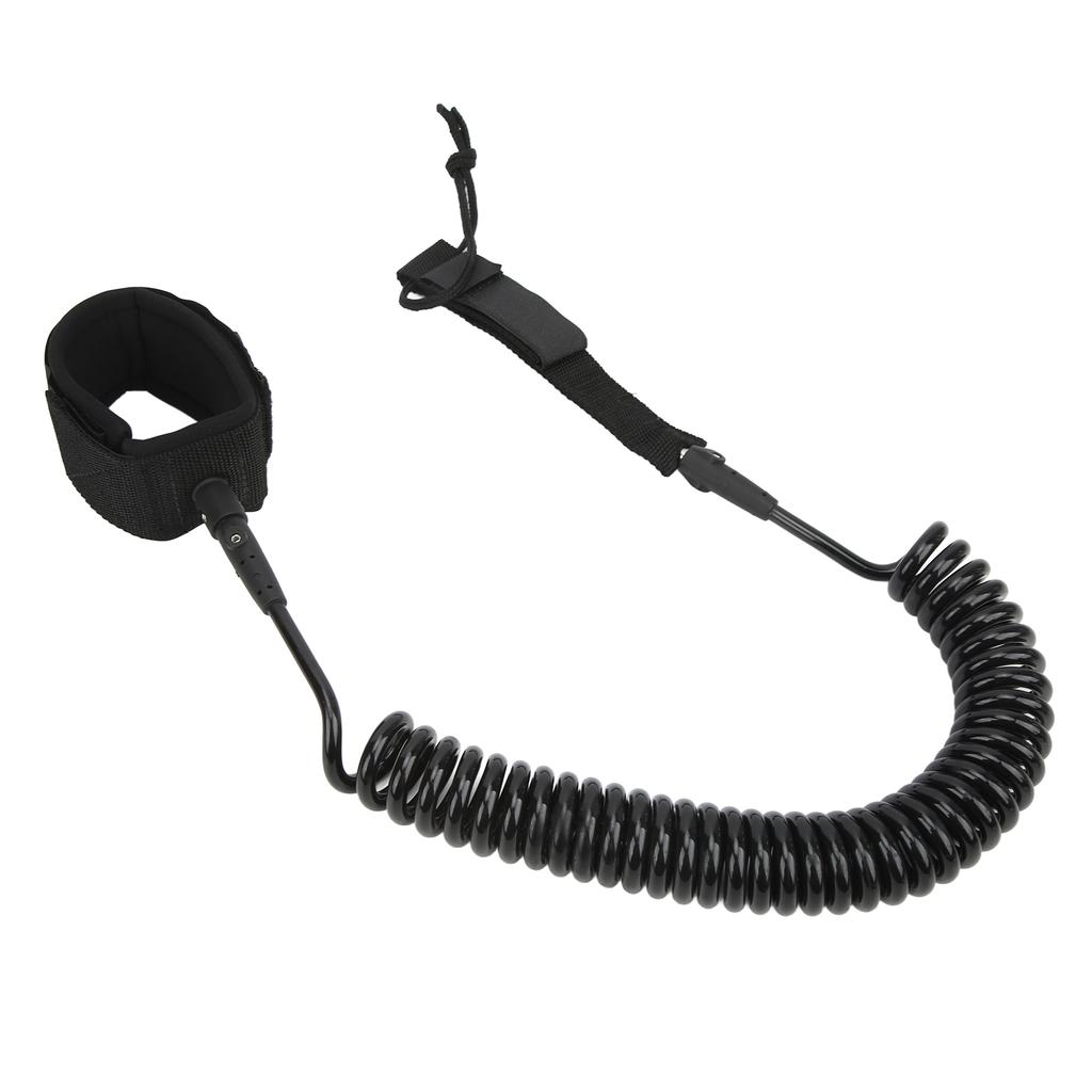 Surfboard Leash High Elasticity TPU Black Adjustable Coiled Surfing Leg Rope for Paddleboards