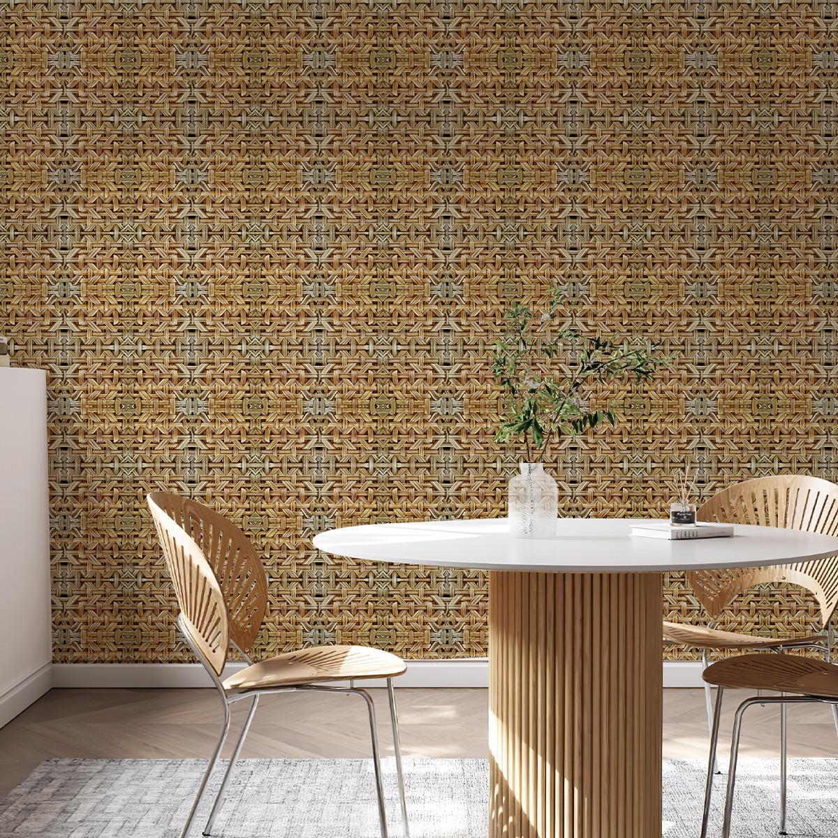 

Classic Peel And Stick Rattan Wallpaper Brown Self Adhesive Vinyl Wall Decor Natural Waterproof Furniture Cabinet Sticker 44cmx300cm
