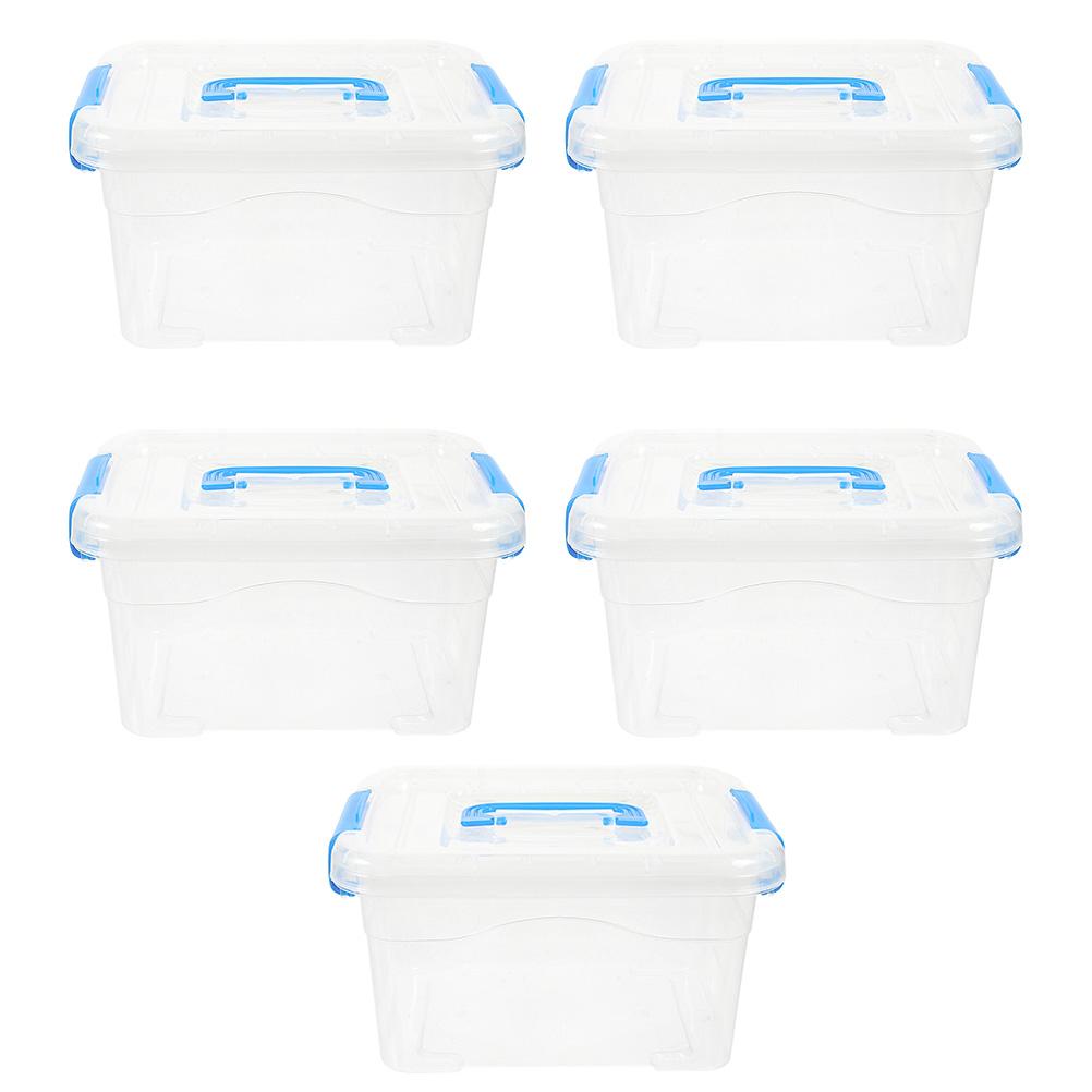 5 Pcs Toy Portable Storage Box Clear Makeup Organizer Cosmetics Multipurpose Blue Abs