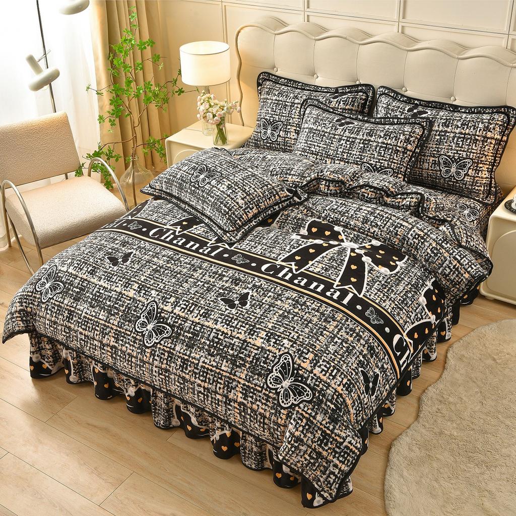 Thickened Milk Fleece Four-Piece Set Of Gold Mink Fleece Double-Sided Fleece Coral Fleece Bedding Fleece Quilt Cover, Bed Sheet Anti-Static