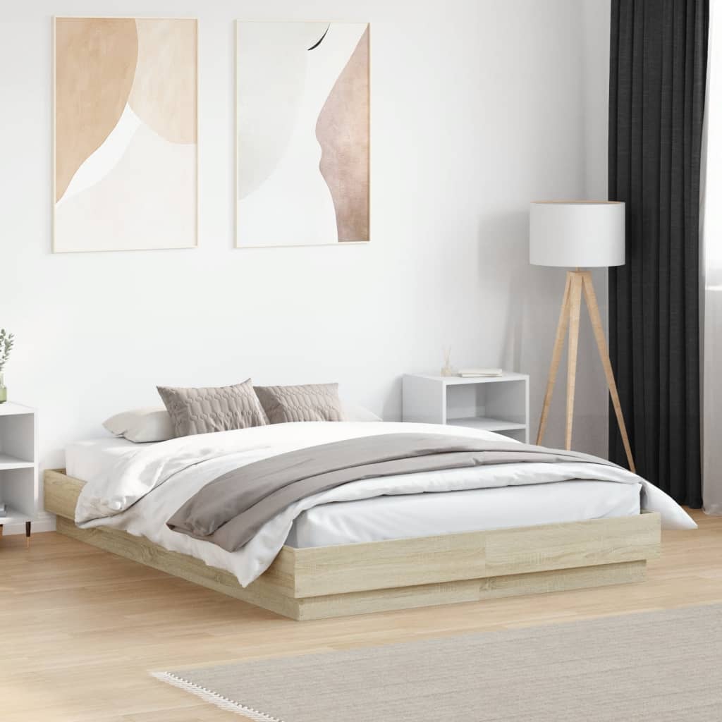 LED Bed Frame in Sonoma Oak 120 x 190 cm
