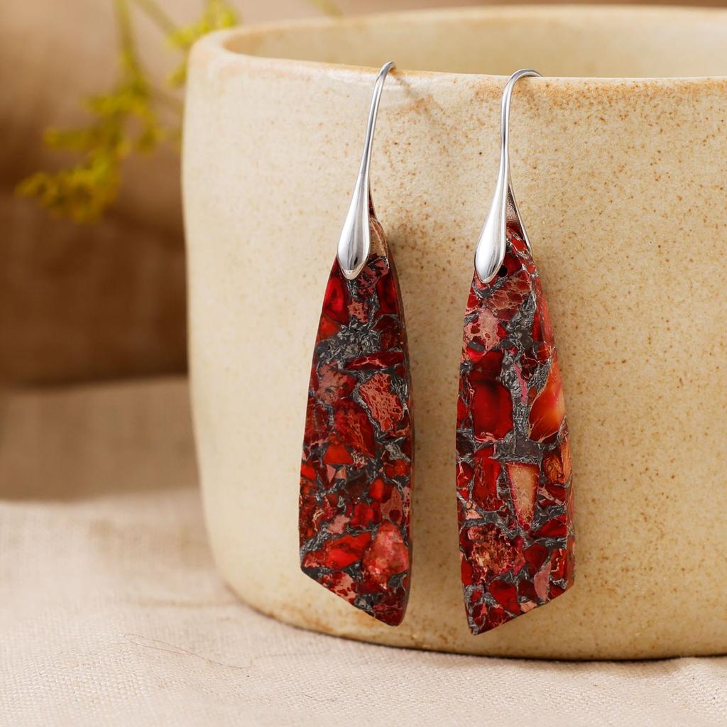 Bohemian Emperor Stone Geometric Pendant Earrings Popular Natural Stone Jewelry
