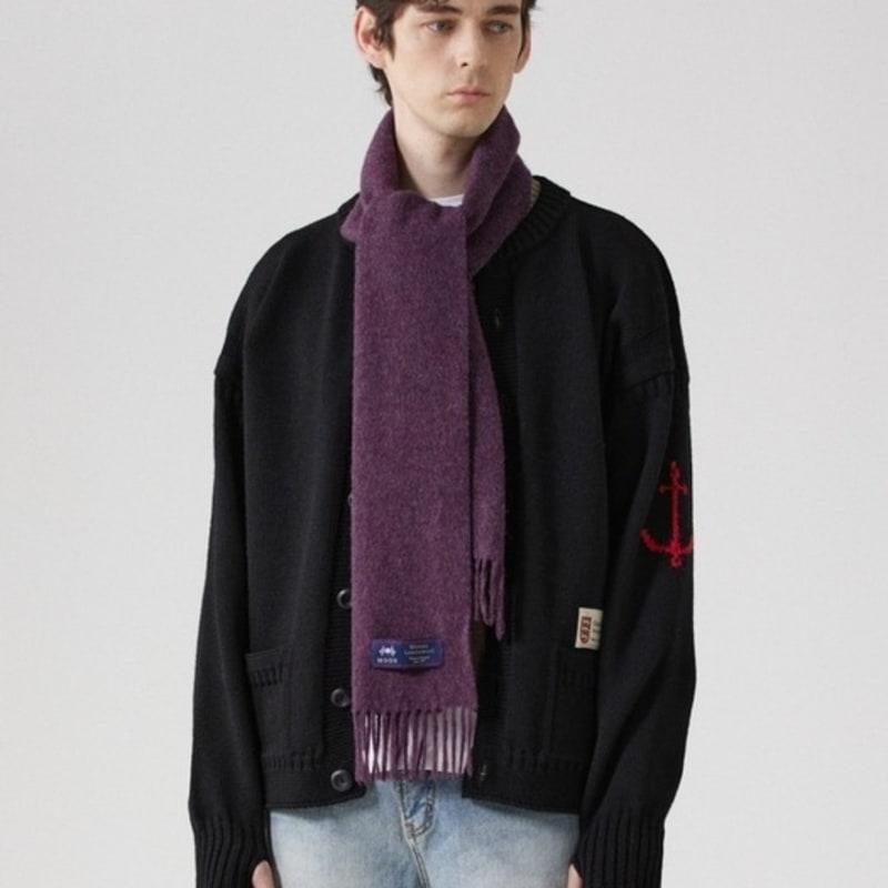 ABRAHAM MOON Merino Wool Muffler 25cm - Purple Heather