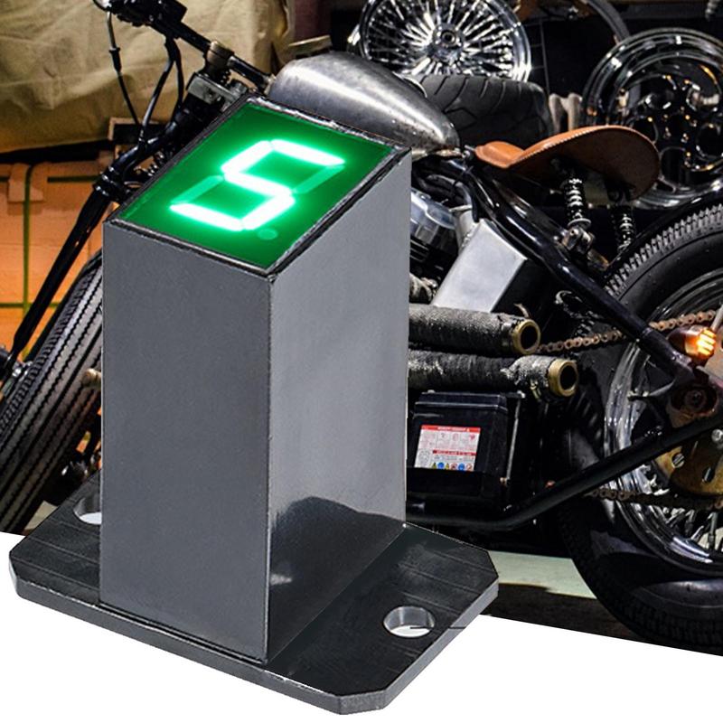 Motorcycle Gear Shift Indicator 12V Motorcycle Digital Speed Meter 0-6 Speeds Highlight Green Light Display Waterproof Cycle