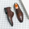 Fashion Weaving Formal Shoes For Men Brown Leather Men's Shoes Fashion Stitching Elegant Mans Autumn Footwear Male Wedding Shoes