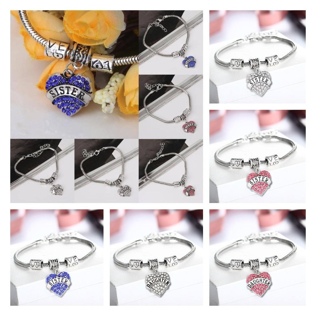 Stylish Heart Shaped Family Member Bracelet With Rhinestone Accents For Special Occasions