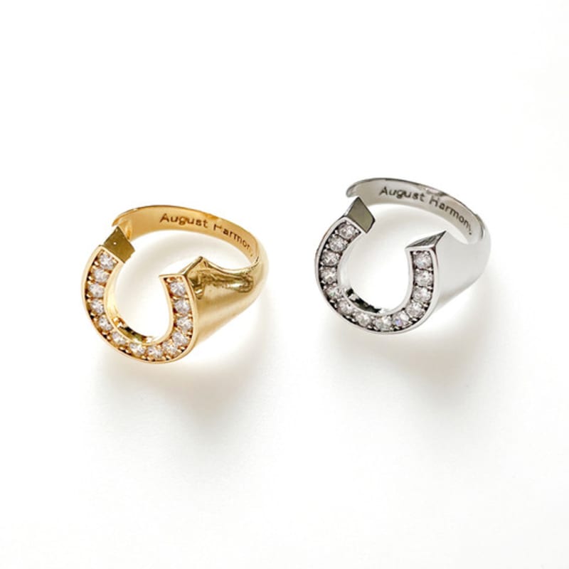 August Harmony Crystal Horseshoe Ring (2color)