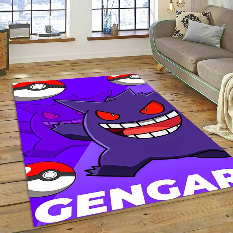 New ModelPokémon Gengar Themed XXL Rug Cool Gengar Patterns with Vivid Colors Dynamic Styles Designs Soft Floor Mat for Bedroom