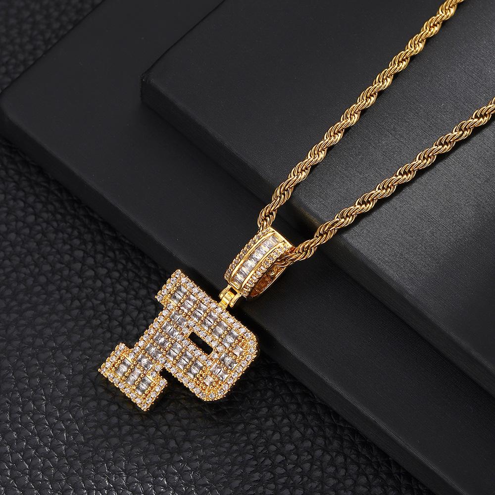 26 English Letters Pendant Necklace Copper Inlaid Zircon Versatile Jewelry Necklace
