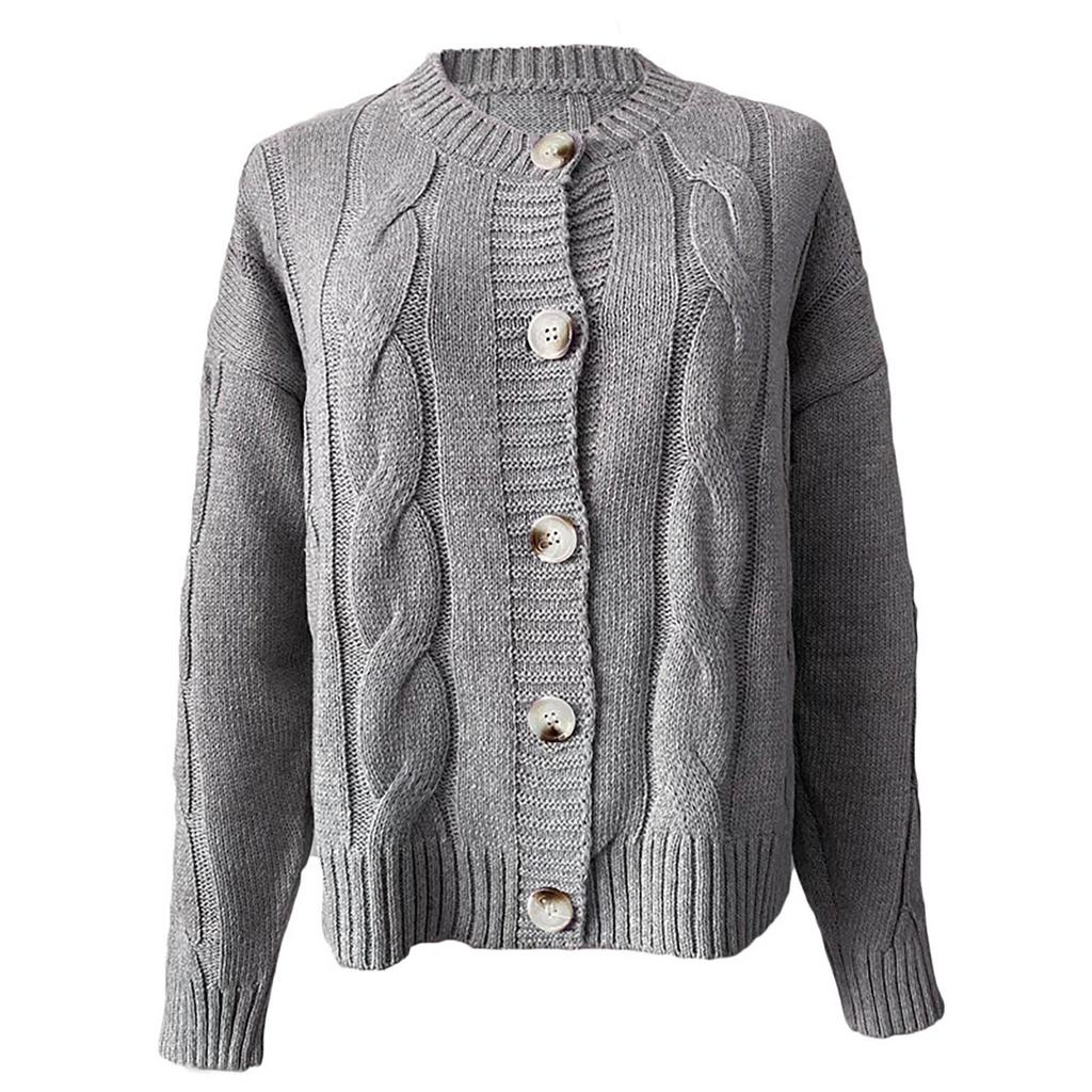 Women's Tops Solid Knitted Cardigan Sweater Casual Outerwear