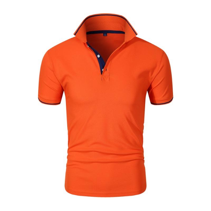 

Летняя мужская рубашка поло с короткими рукавами, однотонная, хлопковая, с короткими рукавами, молодежная, популярная, повседневная, с воротником 4xl оранжевый