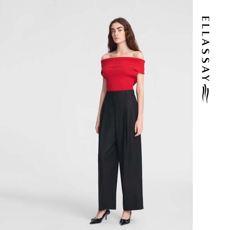 ELLASSAY Women's High-Waisted Pleated Wide-Leg Trousers