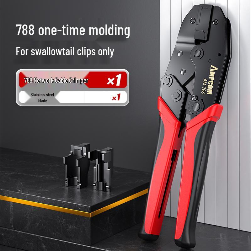 Clește de sertizat profesional pentru cablu de rețea cu capăt Crystal cu conectori cu 5, 6, 7 găuri traversante