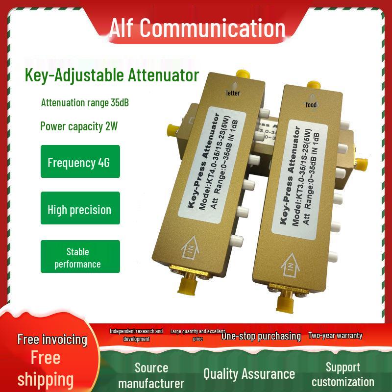 In-stock SMA-KK Adjustable Step Attenuator, DC-4GHz, RF Signal, 2W-5W, Attenuation 0-35dB.
