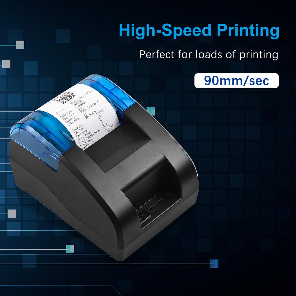 BISOFICE 58mm Thermal Receipt Printer Desktop USB&BT Wireless Connection Printer Barcode Logo