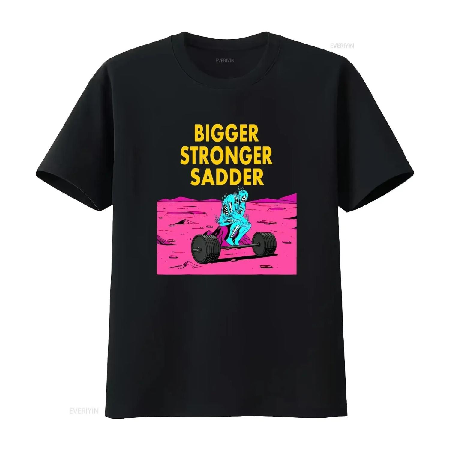 

Bigger Stronger Sadder Skeleton Weightlifting Bodybuilding Fitness s T Shirt vintage Washed streetwear designer clothes S чёрный