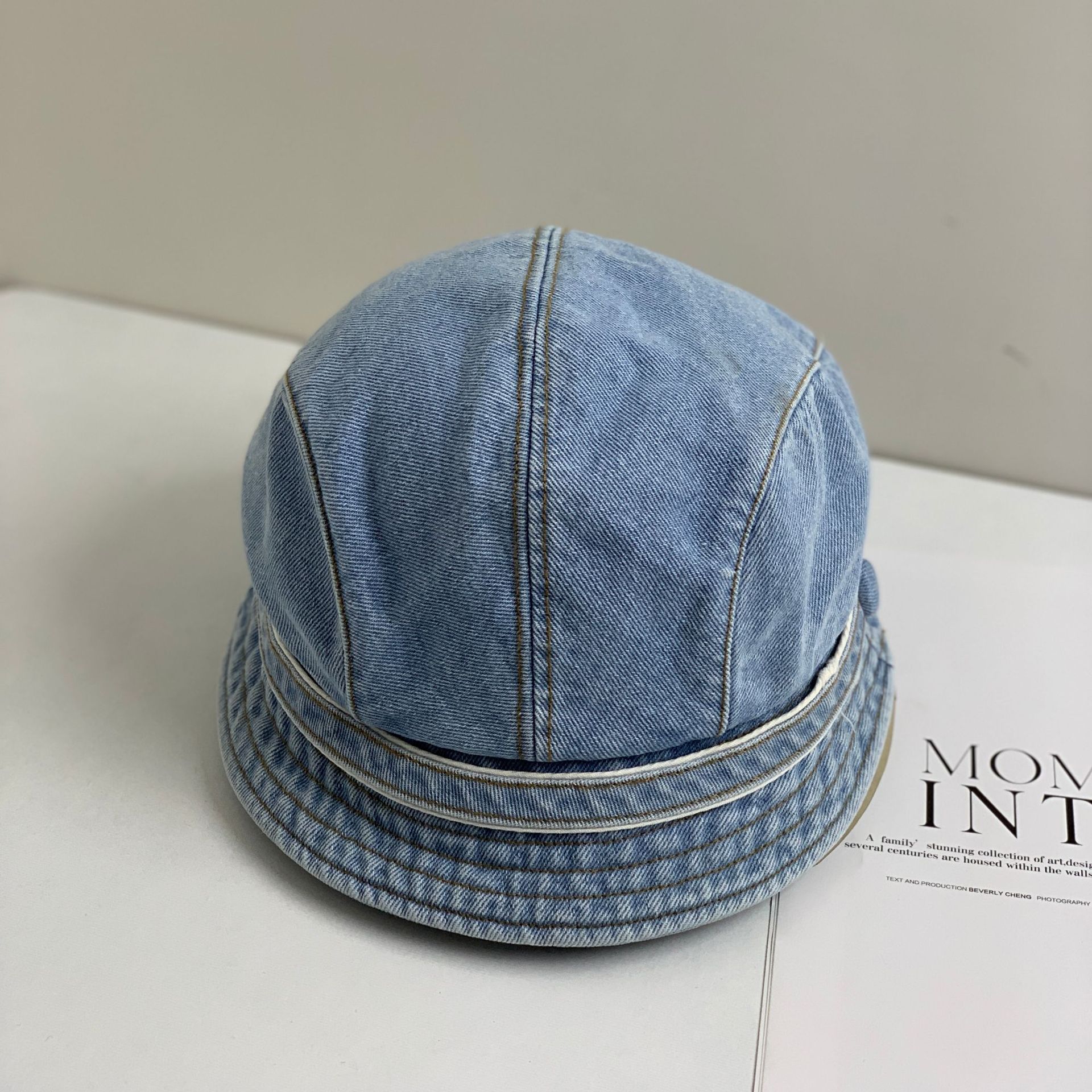 

Экспорт в Японию ~ Четыре сезона практичная универсальная портативная джинсовая хлопковая индивидуальная шляпа с изображением лица рыбака с небольшими полями ворс 005 M（56-58cm） светло-синий