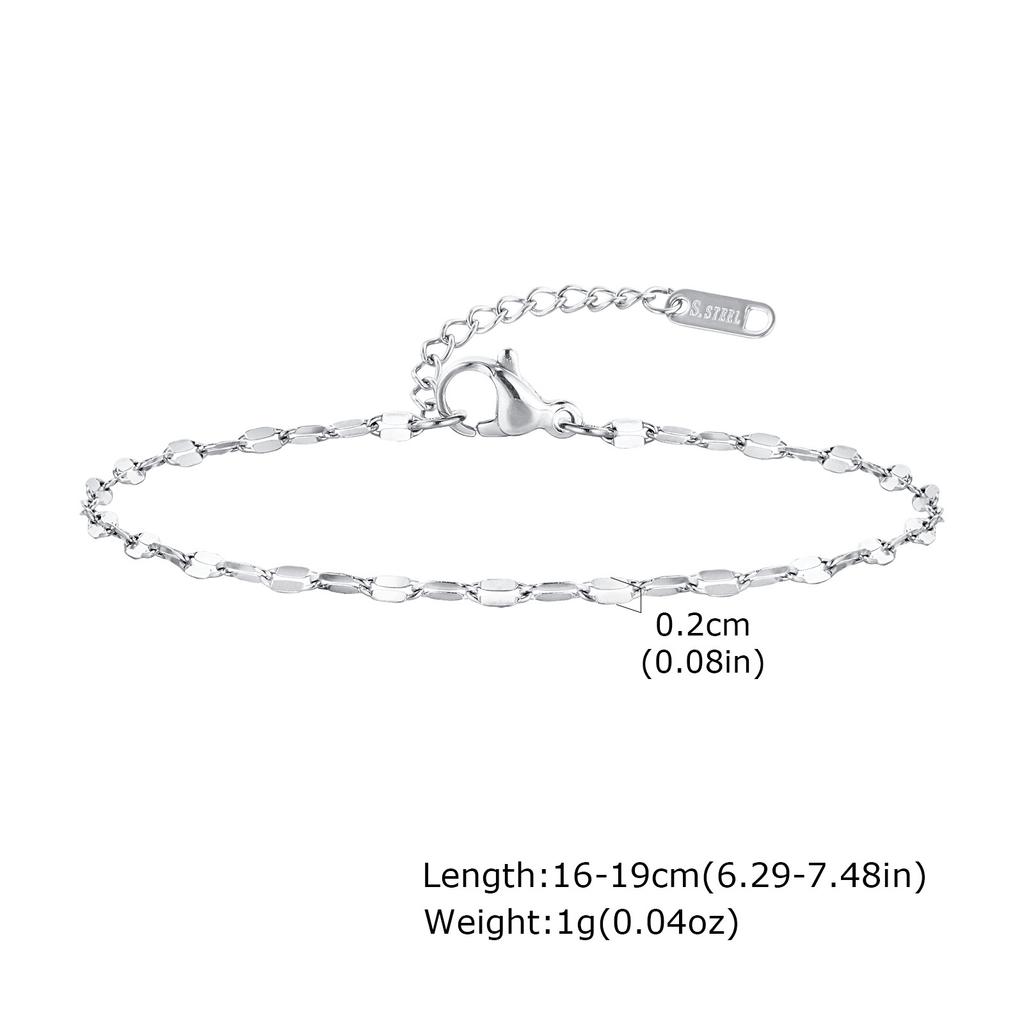 Vnox 2mm Thin Women Stackable Chain Bracelets, Stainless Steel Metal Links Bracelets, Dainty Fashion Jewelry