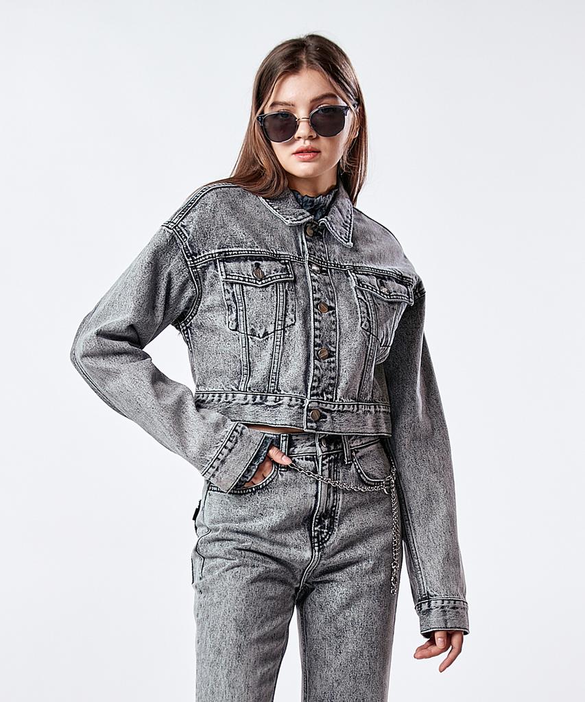 Philogram Black Snow Crop Denim Jacket