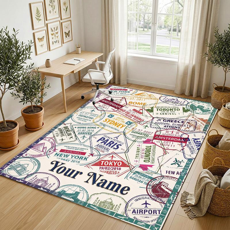 Tigers Majesty Theme Soft Crystal Velvet Rug Custom Name & Text Print Non Slip Floor Rug for Bedroom Living Room