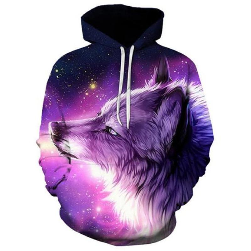 Oversized Ferocious Animal Wolf Hooded Mens Sweatshirts 3D Printing Ice Series Pullover Long Sleeve Hoodies Streetwear Tops