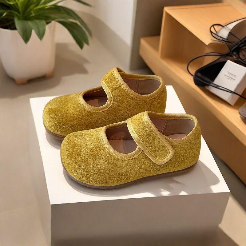 

Kids Flat Shoes Soild Color Soft Sole Girls Princess Shoes Round Toes Ins Trendy 2025 New Boys Moccasins Non-slip Comfort Sweet 23 жёлтый