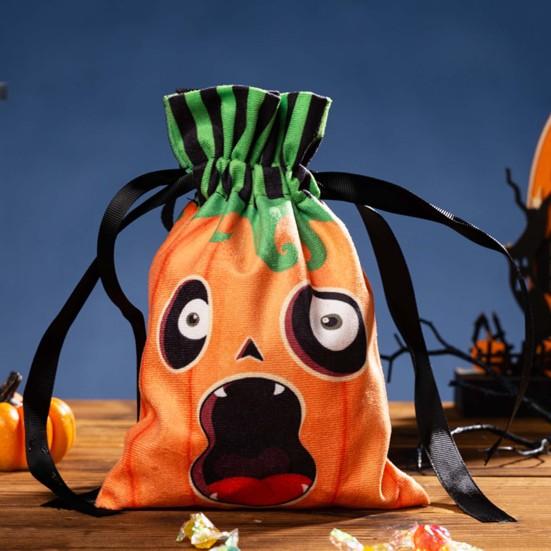 Halloween Candy Bag Pumpkin Ghost Face Goodie Bags Halloween Trick or Treat Snack Wrapping Bag Holiday Party Supplies