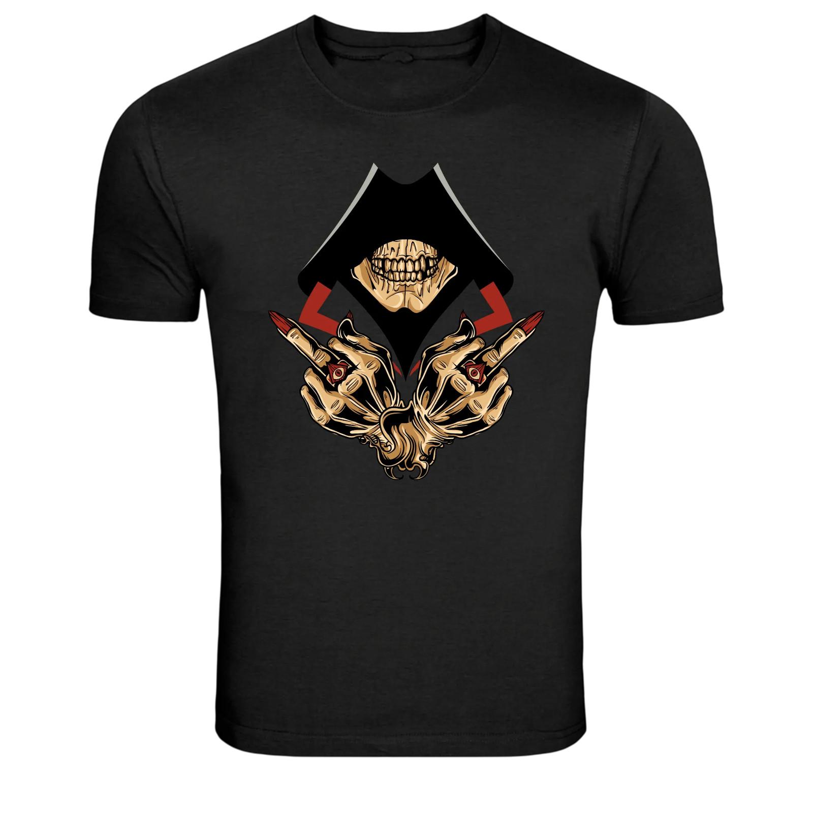 Dark Hooded Reaper Fingers Symbol Graphic T-Shirt S