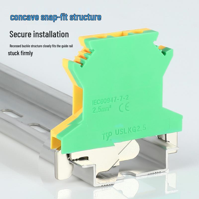 Chaoda Grounding Terminal Block 2.5mm² Yellow-Green Rail-Mounted Wiring