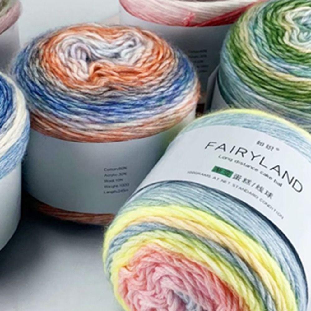 Handgewebt Regenbogen Wolle Garn Farbverlauf Mehrfarbig Garnfärbung Häkeln Kuchen Garn Sofa