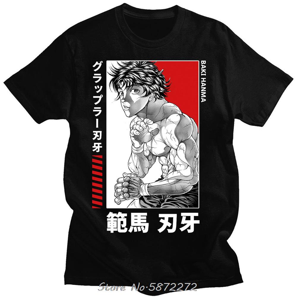 Baki The Grappler Anime Unisex T-Shirt Yujiro Hanma Lässiges Unisex Baumwoll-T-Shirt Kleidung Für Teenager Klassisches Punk-T-Shirt T-Shirt Kleidung