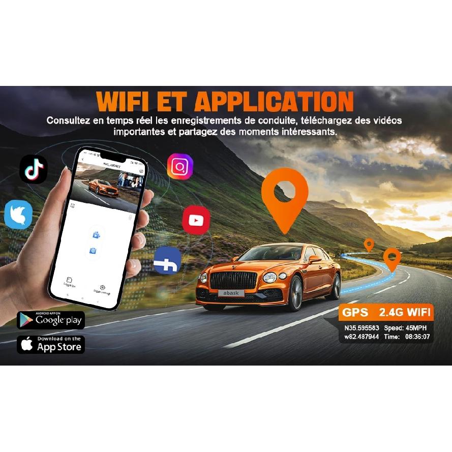 3 Channel Car DVR 4K 3-Lens Front Inside Rear GPS Wifi Dash Cam DVR Recorder Video Registrator Car Camera 24h Parking Monitor