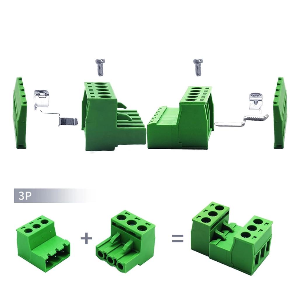 10 Set 3 Pin 2.54MM Pitch Screw Terminal Block Connector for 28-16AWG, Pluggable Quick Connector-Phoenix Type Connector