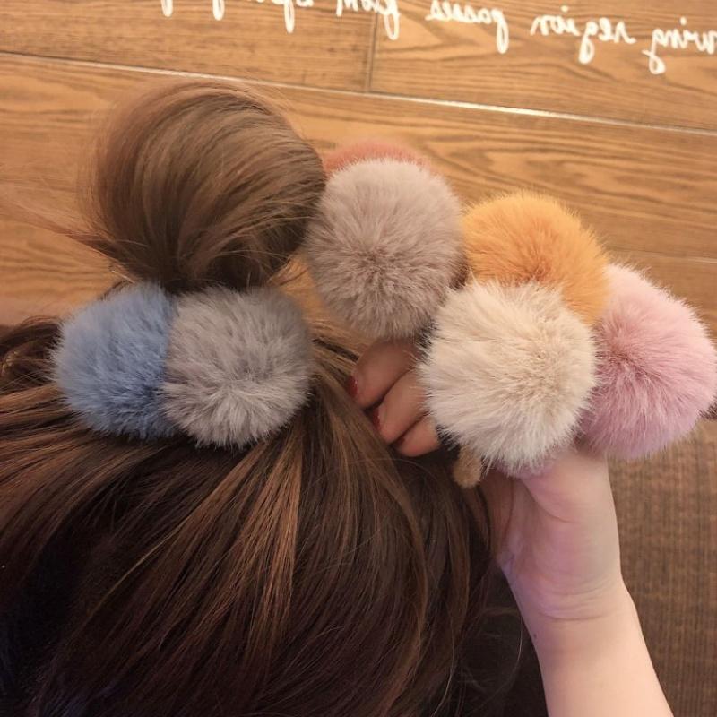 21 Colors Cute Soft Hairballs Hair Ties Hairy Balls Rubber Bands Elastic Hair Rings Fashion Hair Accessories for Girls Children