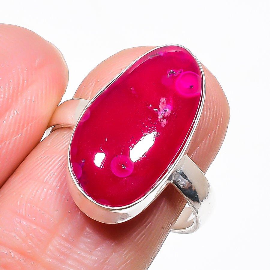 Red Jade Gemstone Handmade 925 Sterling Silver Jewelry Ring Size Adjustable KJ-415