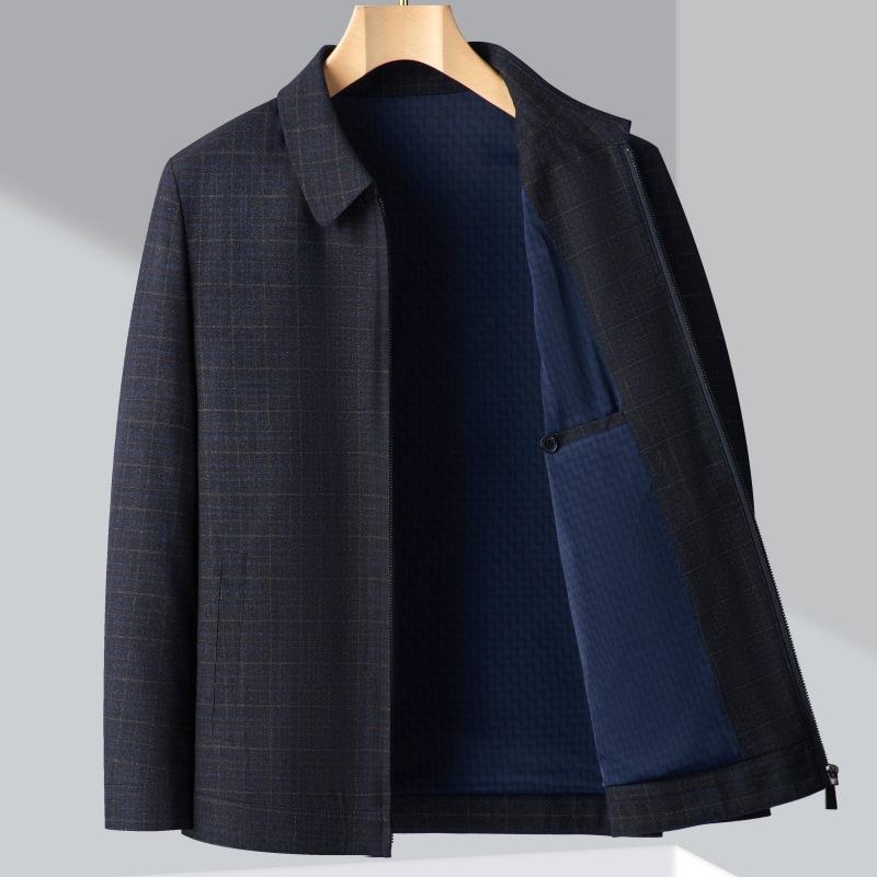 Middle-aged and elderly men's wool jackets spring and autumn business casual high-end jackets middle-aged dad's wool tops