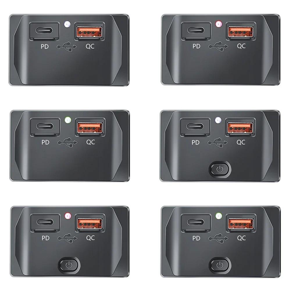 Car QC 3.0 USB PD Type C Fast Charger Socket 12V-24V with Switch LED Light Power Outlet Quick Charge for Motorcycle RV Boa