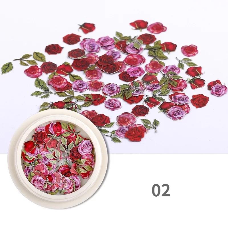 2 Boxes Nail Art Color Mixed Small Daisy Flower Rose Ultra-thin Wood Pulp Patch DIY Nail Art Jewelry Nail Art Decoration