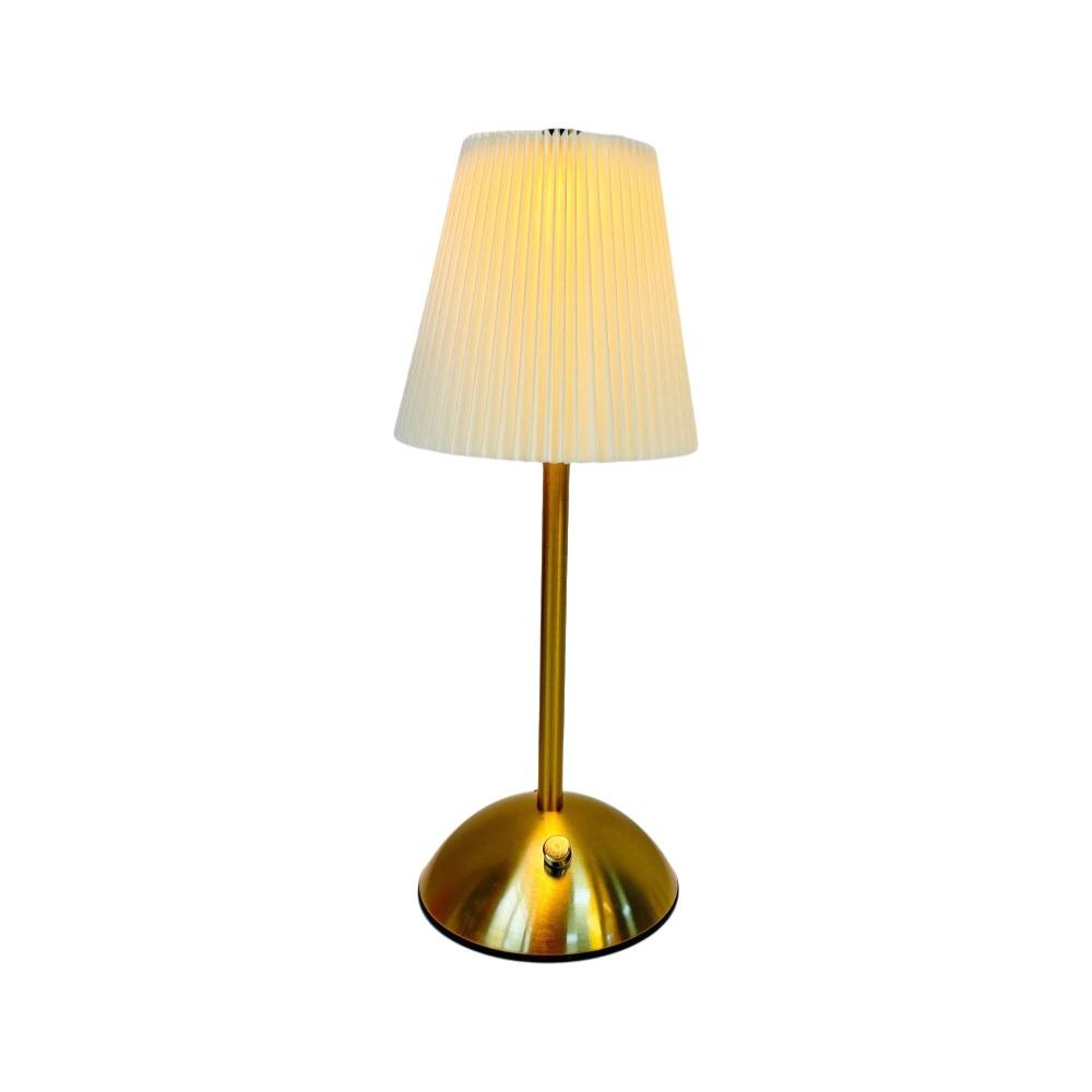 Fabric Shade Pleated Desk Lamp Metal Base LED Night Light Modern Design Touch Bedside Lamp Bar